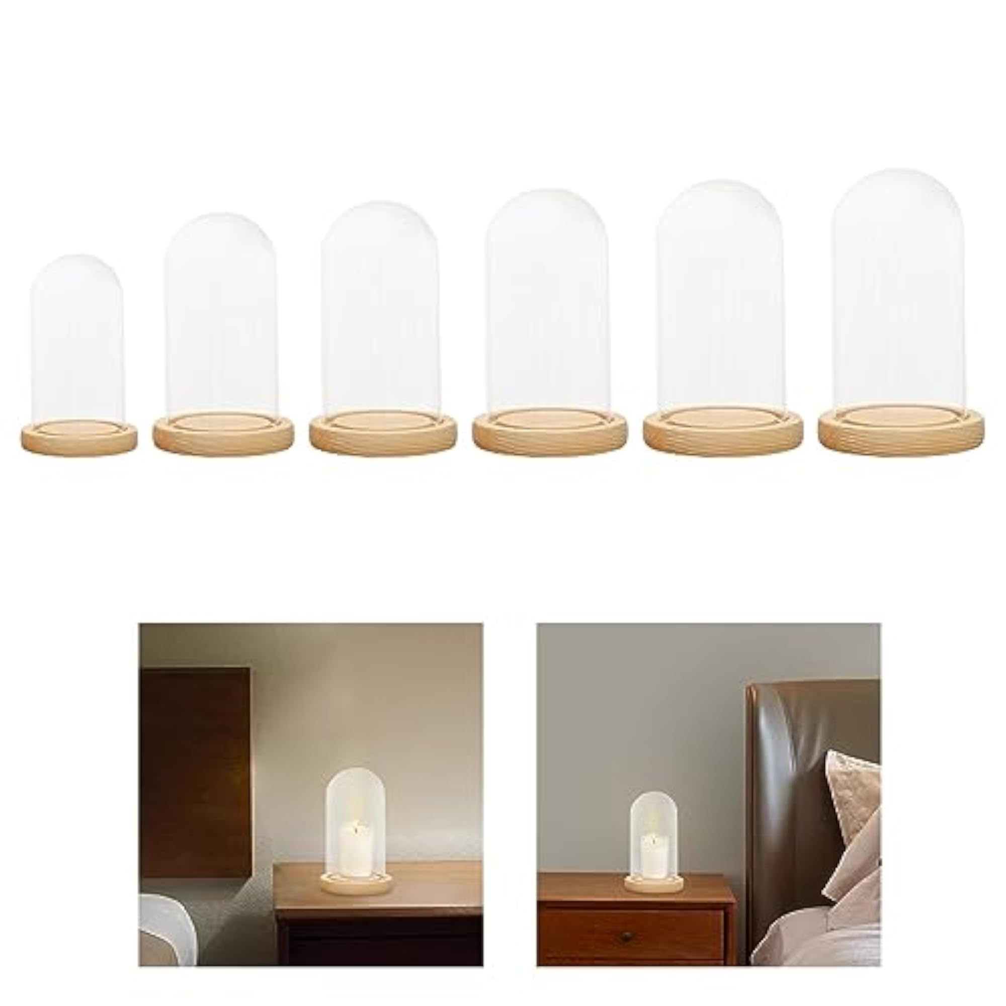 Clear Glass Dome Cover Stand with Wood Base