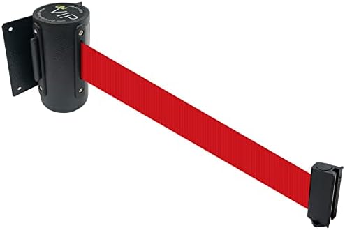 VIP Crowd Control Retractable Safety Wall Queue Barrier With Tuff Tex Black Finished (96" Red)
