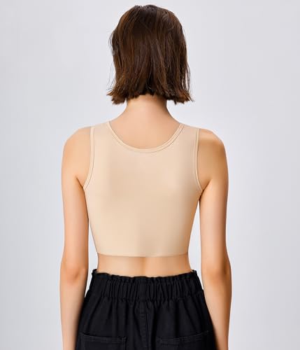 LEINIDINA Chest Binder for Transgender FTM LGBT Tomboy Crew Neck Front Closure Women Binder Bra Tank Top2