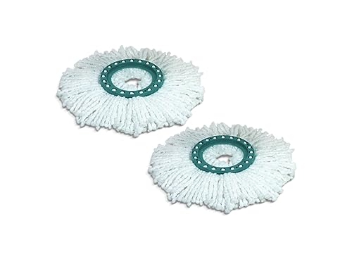 Leifheit lot de 2 têtes de rechange Clean Twist Disc Mop, pour les carrelages et sols en pierre, microfibre absorbante eau et saleté, franges de remplacement, facile...