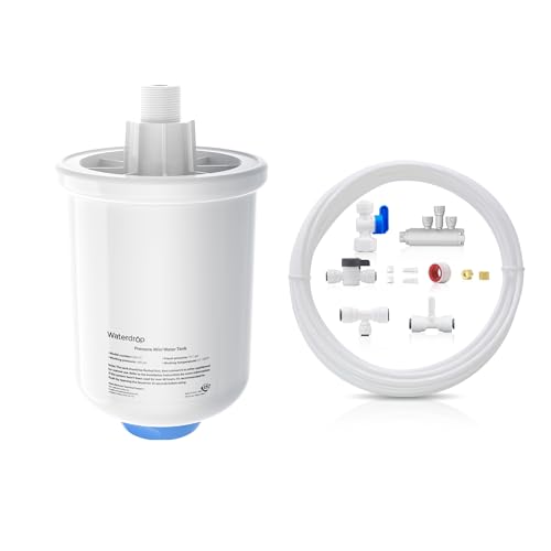 Waterdrop WD-XT Small Water Pressure Tank, RO Pressure Tank for All WD-X-series Reverse Osmosis System to Connect the Refrigerator, Mini RO Water Tank Fits 𝟯/𝟴" Water Tubing, WD-X8/X12/X16, BPA Free