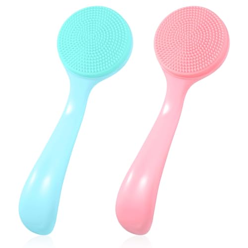 Amabro Confezione da 2 spazzole manuali per la pulizia del viso in silicone, scrubber per il viso in silicone, spazzola...
