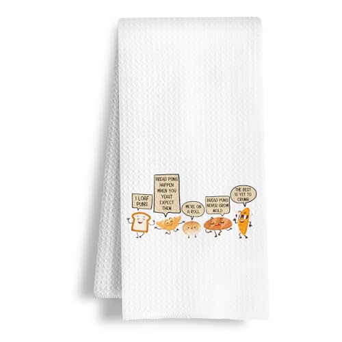 HSIASHENG Funny Bread Pun Kitchen Towels, Bread Maker Gifts Dish Towels, Gifts for Sourdough Bakers Baking Lovers Hand Tea Towel for Bakery Kitchen, 16x24 Inch