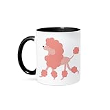 3dRose Cute Pink Poodle Mug, 11 oz, Black
