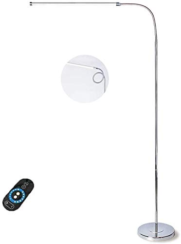 SHENGXUAN Stehlampe Mit Stecker | LED 18W Silber Stehleuchte Dimmbar | Augenschonende Leselampe | 360° Verstellbarer Schwanenhals Standleuchte für Sofa/Office Lesung, Wohnzimmer, Schlafzimmer Cover