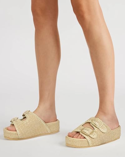 Raffia Sandals for Women Platform Slide Sandals Espadrille Adjustable Double Buckle Summer Comfortable Cute Woven Casual Beach Shoes3