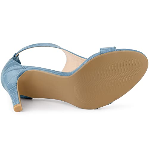 Allegra K Women's T Strap Open Toe Stiletto Heel Blue Sandals - 6 M US