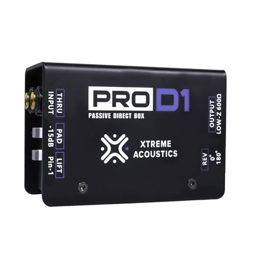 Image of Xtreme Acoustics Di1 Pro - Professional Audio Passive Mono Direct Box | 1 /4 inch Input | Balanced Xlr Output | Low Distortion | (black)