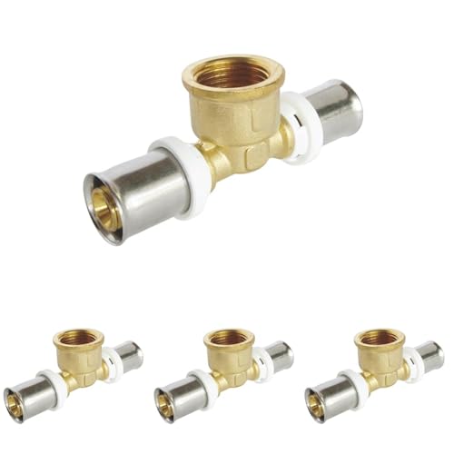 SOMATHERM FOR YOU - / 5722-16-15-16 - Té tubo de sujeción Ø16 Multilayer - hembra 15/21 (1/2') en el centro Para conectar un Ø16 diámetro del tubo multicapa, Gris (Paquete de 4)