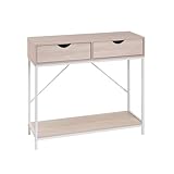 LOLAhome Consola con 2 cajones de Metal Blanco y MDF de 80x30x75 cm