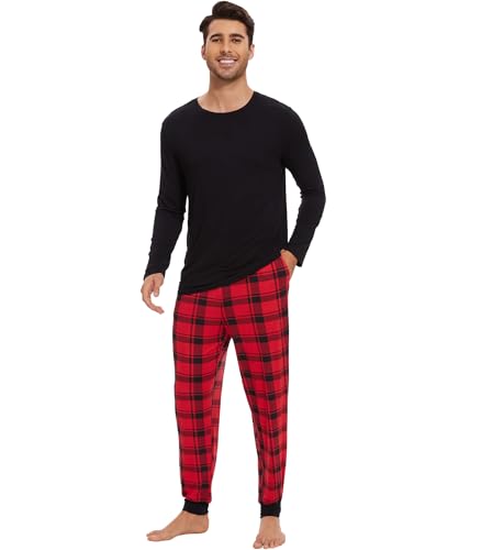 WiWi Women's Bamboo Viscose Pajama Set - Long Sleeve Top & Jogger Pants Lounge Wear