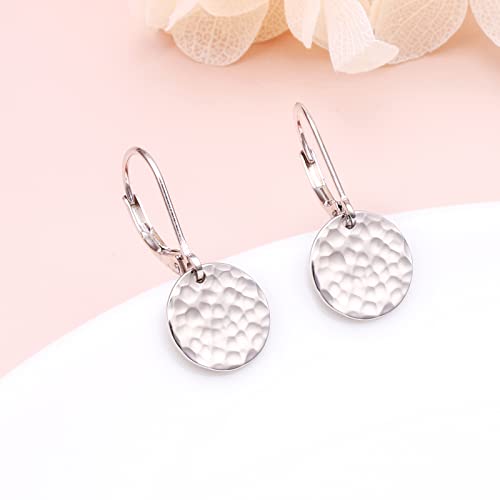 S925 Sterling Silver Disc Dangle Drop Stud Hoop Flat Earrings for Women Teen Ball Circle Jewelry Gift Forging3