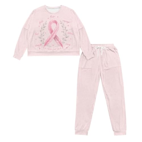 Image of Womens Pajama Sets 2 Piece Pjs Lounge Sets Long Sleeve Sleepwear Crew Neck Pullover Top with Long Pants