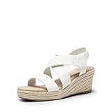 DREAM PAIRS Womens Platform Espadrilles Wedge Sandals, Slip on Elastic Ankle Strap Sandals for Women Casual Dressy Summer,Size 9,White-Pu,SDPW2406W