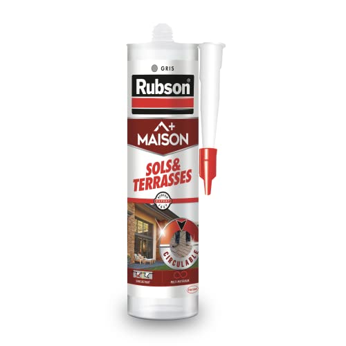 RUBSON Maison, Mastic Sols & Terrasses, mastic extérieur tous supports - Coloris Gris- Cartouche 280ml Cover
