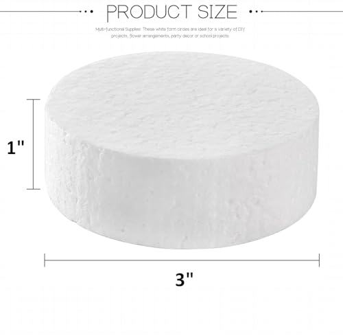 image for MTOPHLS 36 Pack 3 Inch White Foam Circles Foam Discs for Crafts, 1 Inc