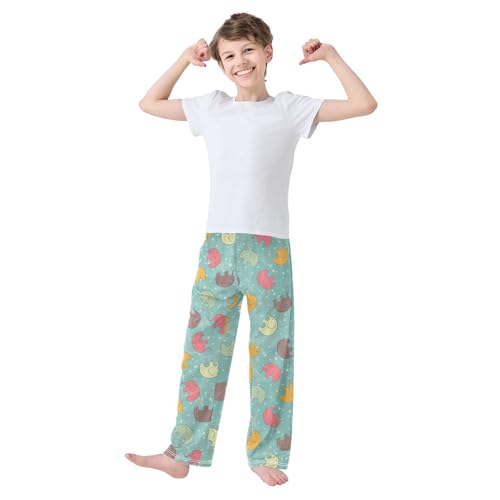 ZZXXB Retro Elephants Boys Long Pants Soft Trousers Elastic Waist Kids Lounge Bottoms with Pockets S-XL2