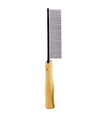 PET Grooming Comb Metal Double And Single Row Wooden Handle For Dogs Cats, Brown, Silver, 17 x 3 cm