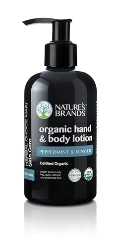 Nature's Brands Organic Hand And Body Lotion, Peppermint & Ginger 8 Oz BPA FREE Plastic Bottle image 2