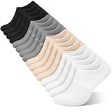 wernies No Show Socks Womens 8 Pairs, Ankle Non Slip Low Short Invisible Thin Liner Socks Black/White/Grey/Nude 8-11