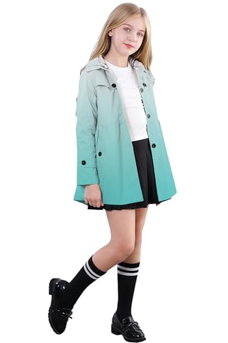 Image of Betusline Girl's Single Breasted Trench Coat Hooded Dress Coat Outerwear, 2-14 Years