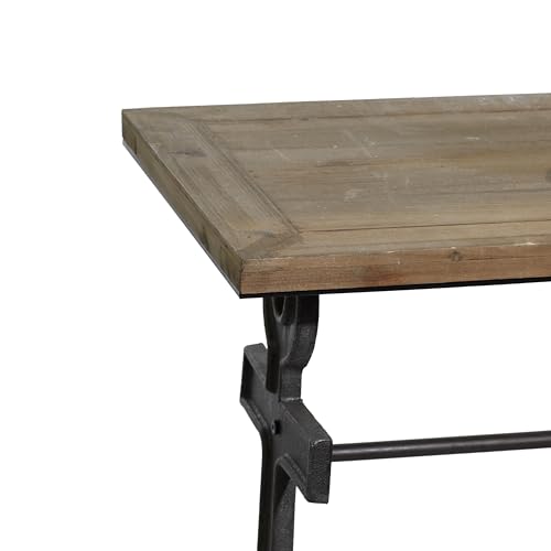 Deco 79 Metal Anchor Console Table with Brown Wood Top, 48" x 15" x 31", Black - Image 4