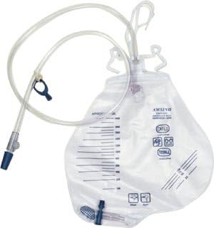Amsino Amsure Urinary Drainage Bag, 2000mL, Anti-Reflux, Pre-Pierced Needle Free Sampling Port AS322