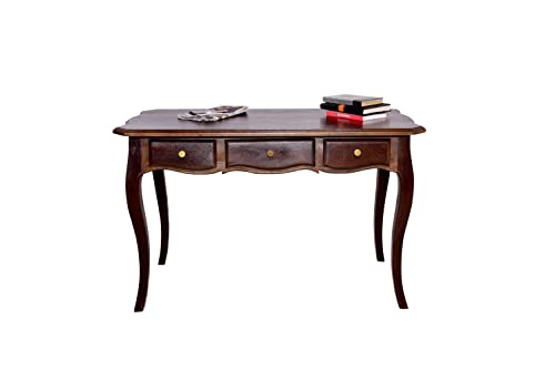 Image of WOODY Furniture Solid Wood Multipurpose Three Drawer Table Study Table | Wooden Console Table for Bedroom | Sheesham Wood Entryway Table with Storage (Natural Rough Finish)