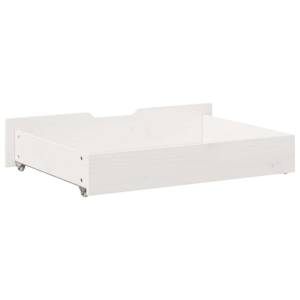 Gecheer Cassettiera sotto Letto, Salvaspazio con Ruote, 80x55x17 cm, Legno Massello di Pino, Bianca, per Camera da Letto, Organizzazione Biancheria e Abbigliamento