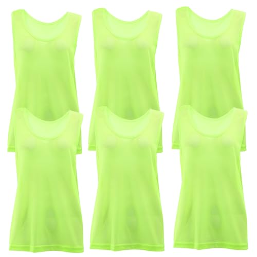 BRIGHTFUFU 6-pack Soccer Pinnies Breathable Sports Vests for Adults Machine Washable Lightweight Football Training Vest Set