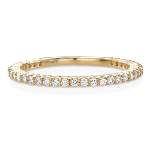 Gem Stone King 10K White or Yellow Gold White Lab Grown Diamond Engagement Wedding Band Ring For Women (0.28 Cttw, G-H Color and VS-SI Clarity, Size 7)2