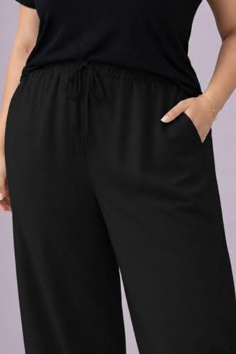 Image of KOTTY Women's Plus Size Wide Leg Pants with Elastic Waist Relaxed Fit Comfortable Casual Travel Wear Style