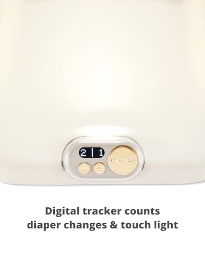 Image of Skip Hop Baby Changing Pad Nursery Style Light-Up & Diaper Change Tracker Wipeable and Contoured with Cushioned Foam Fits Standard Changing Tables Oat