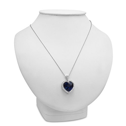 Amanda Rose Collection Heart of the Ocean Pendant Necklace in Sterling Silver (12ct tw) 18 Inch Sterling Silver Chain |Lab Created Ruby or Lab Created Sapphire | Gifts for women3