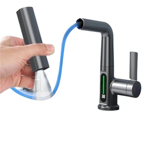Robinet de lavabo cascade design chrome mitigeur eau chaude froide G1/2 - 4