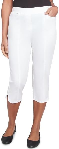 Alfred Dunner Nantucket Cotton Capri Pants with Tulip Edge (US, Numeric, 18, Regular, Regular, Standard, White)