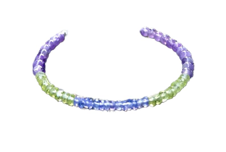 Bracelet améthyste et tanzanite stacking, accessoire mode bohème