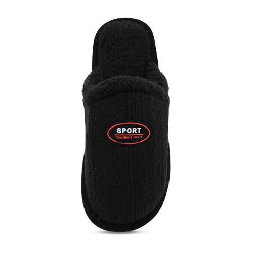Image of VRITRAZ Men's Plush Winter Slippers | Soft Furry Lined Indoor Slides | Warm Comfortable Anti-Slip Home Footwear