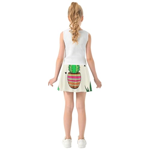 Joisal Athletic Shorts Girls Skorts Tennis Skirts Kids Uniform Teen Skirt Potted Cactus Succulent Plants 3t4