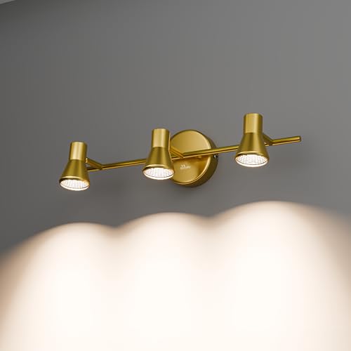 Image of Murphy TriGlow 3x5W LED Wall Track Light, 3C Color Changing (CW /WW /NW), Golden Finish, Adjustable 3 Spotlight Fixture, 15W Indoor Wall Lamp for Living Room & Home Office, Pack of 2