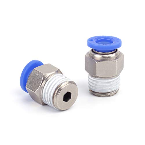 Sns 1/4"Tube Od X 3/8 Npt Male Straight Nickel Plated Brass Push To Connect Pneumatic Fittings（10 Pcs） Spc1/4-03Nptbe #TOP5
