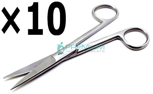 10 Pcs Superior Instruments Medical Left Handed Scissors Straight 5.5