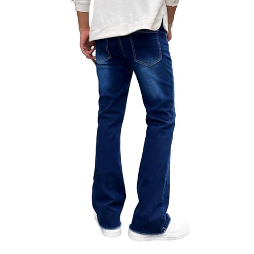 eoeioa Straight Leg Mens Jeans Relaxed Fit Button Elastic Waist Stretch Jeans Summer Casual Denim Pants with Pockets2