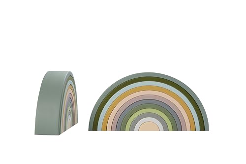 Image of Billie + Squish Montessori Style - Learning and Development Toy - Boho Rainbow Color Silicone Rainbow Stacker - Montessori Nesting Puzzle | Kids and Toddler | Stacking Sensory Toys - 12 Layers