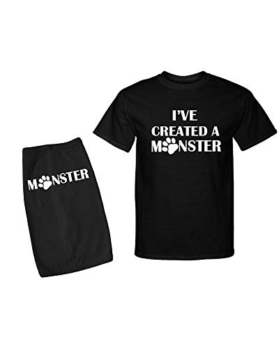PandoraTees Matching Dog and Owner Clothes -I've Created A Monster, Adult Large + Dog Medium, Black