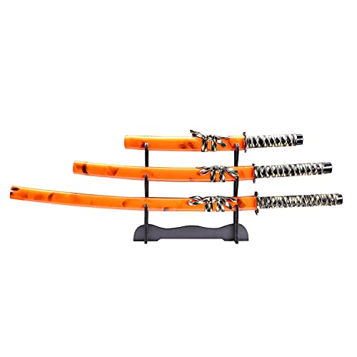 Golda 3 Piece Samurai Katana Set w/Free Sword Standï¼ŒKatana Samurai Sword Set, Razor Sharp Knives