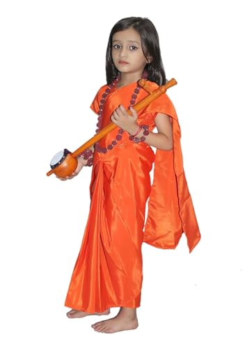 Image of Kaku Fancy Dresses Polyester Meerabai Costume For Kids | Ramayan Character| Meera Bai Dress | Mythological Character - For Girls - 3-4 Years