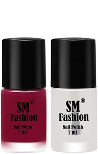 Image of Long Lasting Nail Polish | Nail Paint Combo 7 ml Each) - Set of 2 Cherry Blossom-Top Coat
