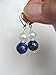 Genuine pearl and lapis earrings, blue white stones, sterling silver, lever back wires, handmade earrings