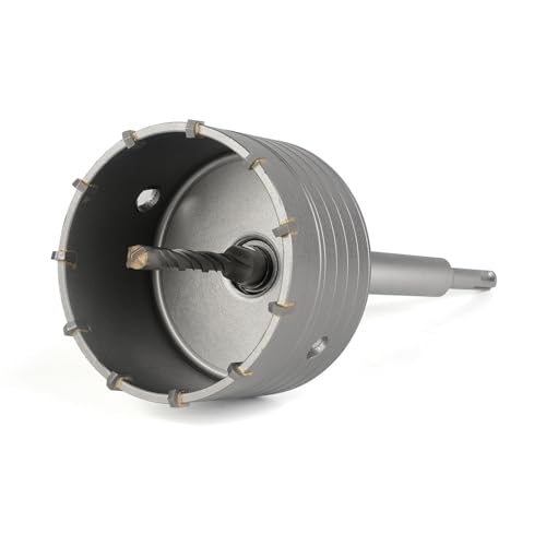 Image of BINOTA 95 mm (3-3 /4 inch) Concrete Hole Saw with SDS-Plus Shank | Tungsten carbide drill bit; SDS-Plus shank (220 mm); Cross-type center drill; Dry drilling for concrete /brick /stone /masonry